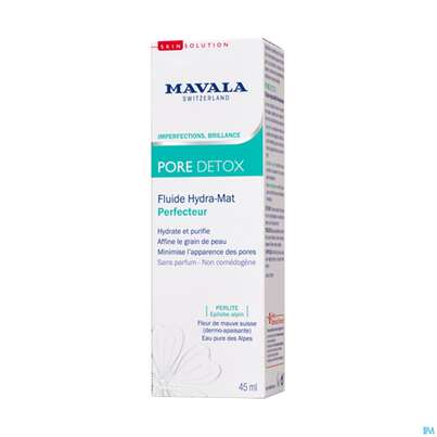 Sie sehen eine Packung Mavala Detox Pore Hydra-matt Fluid 539.02 45ml, Produktbild: 02 Mavala Detox Pore Hydra-matt Fluid 539.02 45ml, A-Nr.: 4910727 - 02
