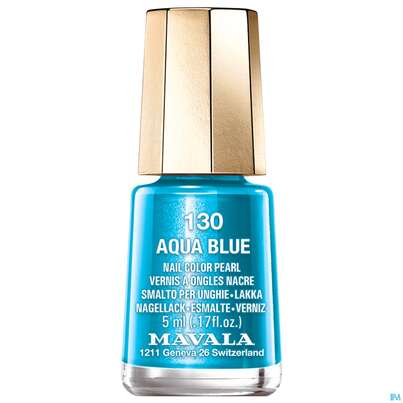 Sie sehen eine Packung Mavala Nagellacke 130 Aqua Blue 5ml, Produktbild: 01 Mavala Nagellacke 130 Aqua Blue 5ml, A-Nr.: 3442201 - 01