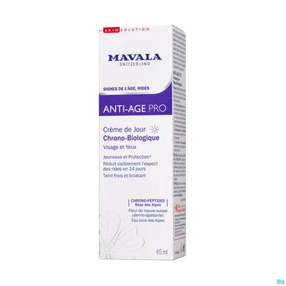 Sie sehen eine Packung Mavala Pro Anti-age Tagescreme 561.02 45ml, Produktbild: 02 Mavala Pro Anti-age Tagescreme 561.02 45ml, A-Nr.: 4910621 - 02