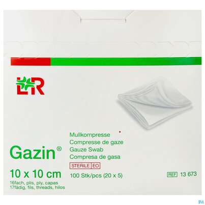 Mullkompressen Gazin Baumw.17faedig Steril 16fach 10x10cm 20x5 100st, A-Nr.: 2384826 - 01