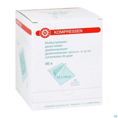 Mullkompressen Noba/17faedig Steril 12fach 10x 10cm 2x40 80st, A-Nr.: 2335992 - 02