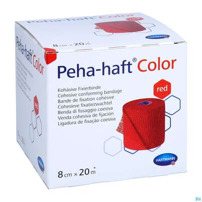 Sie sehen eine Packung Peha-haft Color Latexfrei Red 20mx 8cm 1st, Produktbild: 05 Peha-haft Color Latexfrei Red 20mx 8cm 1st, A-Nr.: 3879808 - 05