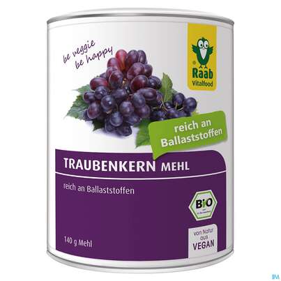 Sie sehen eine Packung Raab Bio Traubenkern Mehl 140g, Produktbild: 01 Raab Bio Traubenkern Mehl 140g, A-Nr.: 4366413 - 01