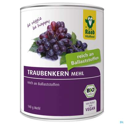 Sie sehen eine Packung Raab Bio Traubenkern Mehl 140g, Produktbild: 02 Raab Bio Traubenkern Mehl 140g, A-Nr.: 4366413 - 02