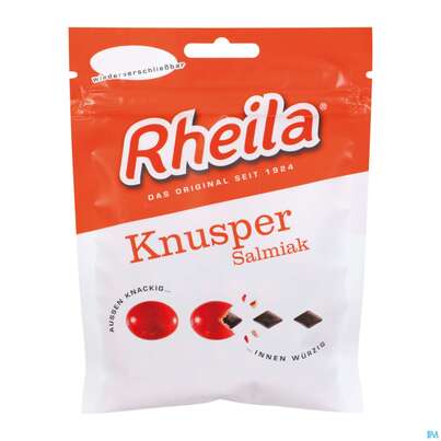 Sie sehen eine Packung Rheila Zuckerhaltig Knusper Salmiak 90g, Produktbild: 01 Rheila Zuckerhaltig Knusper Salmiak 90g, A-Nr.: 4517214 - 01