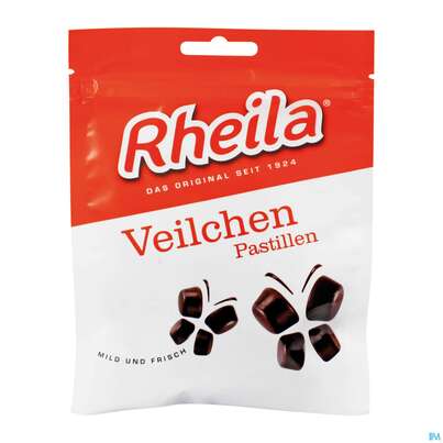 Sie sehen eine Packung Rheila Zuckerhaltig Pastillen Veilchen 90g, Produktbild: 01 Rheila Zuckerhaltig Pastillen Veilchen 90g, A-Nr.: 4517208 - 01
