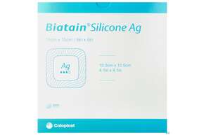 Schaumverband Biatain/ag Silikonhaftrand +silber Antimikrob.15x15cm 9639 5st, A-Nr.: 4309450 - 01