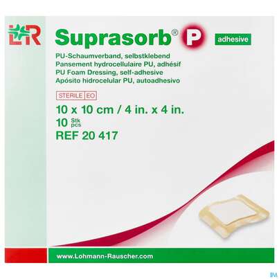 Schaumverband Pu-suprasorb Steril P Selbstklebend 10x 10cm 10st, A-Nr.: 2575526 - 01