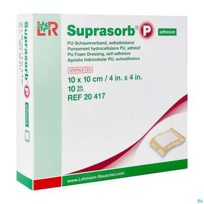 Schaumverband Pu-suprasorb Steril P Selbstklebend 10x 10cm 10st, A-Nr.: 2575526 - 02