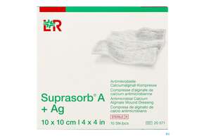 Suprasorb/steril A+ag Antimikrob.calcium-alginat Kompresse 10x 10cm 10st, A-Nr.: 3070366 - 01