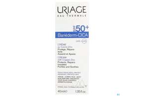 Sie sehen eine Packung Uriage Bariederm-cica Creme Spf50 40ml, Produktbild: 01 Uriage Bariederm-cica Creme Spf50 40ml, A-Nr.: 5617780 - 01
