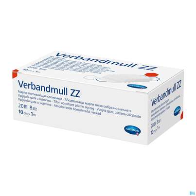 Verbandmull -hartmann 20-faedig Zz 8fach 10cmx 1m 1st, A-Nr.: 2221395 - 01