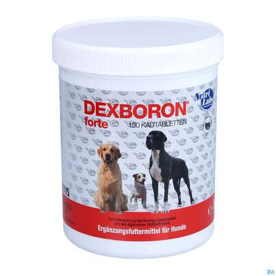 Sie sehen eine Packung Veterinaerprodukte Dexboron Forte Kautabl Hund Welpe 150st, Produktbild: 01 Veterinaerprodukte Dexboron Forte Kautabl Hund Welpe 150st, A-Nr.: 5587346 - 01
