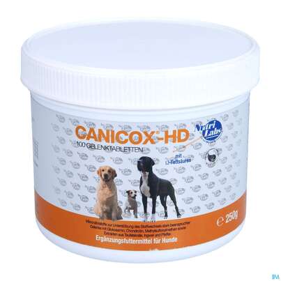 Sie sehen eine Packung Veterinaerprodukte Canicox/hd Kautabl Erwachsener Hund 100st, Produktbild: 01 Veterinaerprodukte Canicox/hd Kautabl Erwachsener Hund 100st, A-Nr.: 5587263 - 01