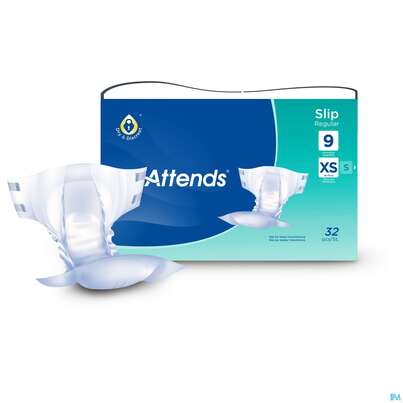 Sie sehen eine Packung Inkontinenz Attends Slip Regular Xs 9 32st, Produktbild: 04 Inkontinenz Attends Slip Regular Xs 9 32st, A-Nr.: 4519615 - 04