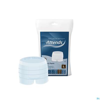 Sie sehen eine Packung Inkontinenz Attends Stretch/pants Comfort Fixierhosen L 3st, Produktbild: 04 Inkontinenz Attends Stretch/pants Comfort Fixierhosen L 3st, A-Nr.: 4039594 - 04