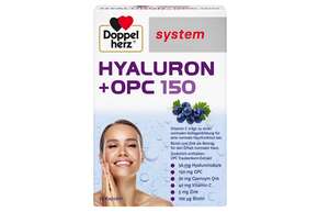 Sie sehen eine Packung Doppelherz system Hyaluron + OPC 150, Produktbild: 01 Doppelherz system Hyaluron + OPC 150, A-Nr.: 5774120 - 01