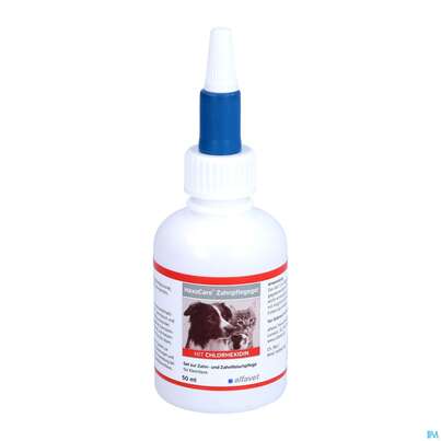 Sie sehen eine Packung Veterinaerprodukte Hexocare Zahnpflege-gel 50ml, Produktbild: 01 Veterinaerprodukte Hexocare Zahnpflege-gel 50ml, A-Nr.: 3850236 - 01