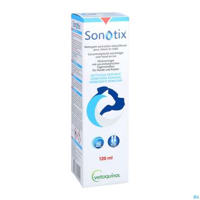 Sie sehen eine Packung Veterinaerprodukte Ohrenreiniger Sonotix 120ml, Produktbild: 03 Veterinaerprodukte Ohrenreiniger Sonotix 120ml, A-Nr.: 4862075 - 03