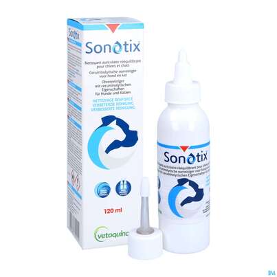Sie sehen eine Packung Veterinaerprodukte Ohrenreiniger Sonotix 120ml, Produktbild: 05 Veterinaerprodukte Ohrenreiniger Sonotix 120ml, A-Nr.: 4862075 - 05