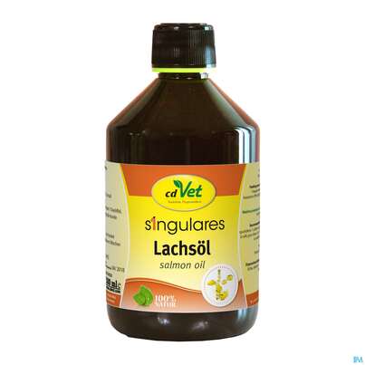 Sie sehen eine Packung Veterinaerprodukte Singulares Lachsoel 500ml, Produktbild: 01 Veterinaerprodukte Singulares Lachsoel 500ml, A-Nr.: 4555692 - 01