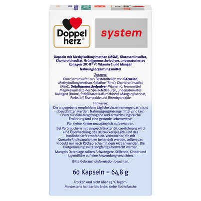 Doppelherz system MSM GLUCOSAMIN - GRÜNLIPPMUSCHEL + CHONDROITIN + VITAMIN C, A-Nr.: 5679410 - 04