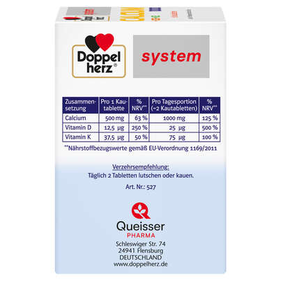 Doppelherz system CALCIUM 1000 + D3 + K2 KAUTABLETTEN, A-Nr.: 5677954 - 02