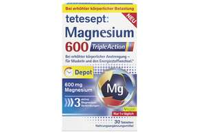 Sie sehen eine Packung Tetesept Magnesium 600 Triple Action, Produktbild: 01 Tetesept Magnesium 600 Triple Action, A-Nr.: 5929924 - 01