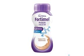 Sie sehen eine Packung Fortimel/protein 200ml 2kcal Cappuccino 24st, Produktbild: 01 Fortimel/protein 200ml 2kcal Cappuccino 24st, A-Nr.: 5833348 - 01