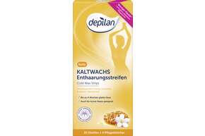 Sie sehen eine Packung Depilan Kaltwachsstreifen Body 20Stk, Produktbild: 01 Depilan Kaltwachsstreifen Body 20Stk, A-Nr.: 4094110 - 01