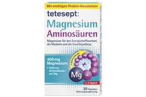 Sie sehen eine Packung tetesept Magnesium Aminosäuren 30 St, Produktbild: 01 tetesept Magnesium Aminosäuren 30 St, A-Nr.: 4449317 - 01