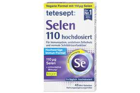 Sie sehen eine Packung tetesept Selen 110µg 45 St., Produktbild: 01 tetesept Selen 110µg 45 St., A-Nr.: 5838564 - 01