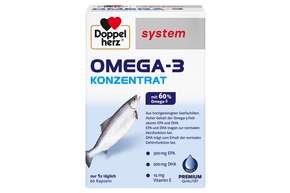 Sie sehen eine Packung Doppelherz system OMEGA-3 KONZENTRAT, Produktbild: 01 Doppelherz system OMEGA-3 KONZENTRAT, A-Nr.: 3448528 - 01