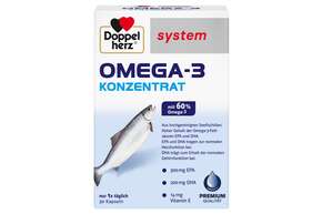 Sie sehen eine Packung Doppelherz system OMEGA-3 KONZENTRAT, Produktbild: 01 Doppelherz system OMEGA-3 KONZENTRAT, A-Nr.: 3448511 - 01