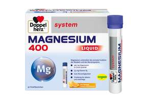 Sie sehen eine Packung Doppelherz system MAGNESIUM 400 LIQUID, Produktbild: 01 Doppelherz system MAGNESIUM 400 LIQUID, A-Nr.: 5698376 - 01