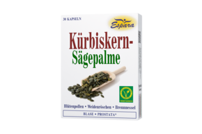 Sie sehen eine Packung Espara Kürbiskern-Sägepalme Kapseln, Produktbild: 01 Espara Kürbiskern-Sägepalme Kapseln, A-Nr.: 4299094 - 01