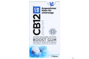 Sie sehen eine Packung Cb12 Boost Kaugummi Strong Mint 10st, Produktbild: 01 Cb12 Boost Kaugummi Strong Mint 10st, A-Nr.: 4155716 - 01
