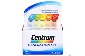 Sie sehen eine Packung Centrum Tabl A-zink Generation 50+ 30st, Produktbild: 01 Centrum Tabl A-zink Generation 50+ 30st, A-Nr.: 4555462 - 01