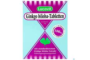 Sie sehen eine Packung Ginkgo Biloba Lucovit Tabl 100mg 60st, Produktbild: 01 Ginkgo Biloba Lucovit Tabl 100mg 60st, A-Nr.: 2387925 - 01