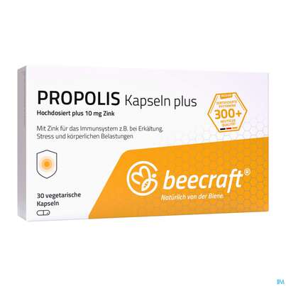 Sie sehen eine Packung Propolis Beecraft Kapseln 62002 30st, Produktbild: 01 Propolis Beecraft Kapseln 62002 30st, A-Nr.: 5214266 - 01