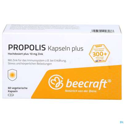 Sie sehen eine Packung Propolis Beecraft Kapseln 62003 60st, Produktbild: 01 Propolis Beecraft Kapseln 62003 60st, A-Nr.: 5214243 - 01