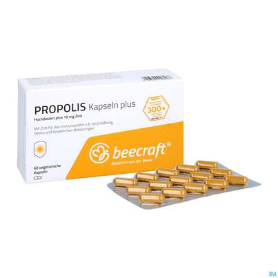 Sie sehen eine Packung Propolis Beecraft Kapseln 62003 60st, Produktbild: 05 Propolis Beecraft Kapseln 62003 60st, A-Nr.: 5214243 - 05