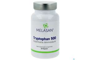 Sie sehen eine Packung Tryptophan Kapseln 500 Melasan 60st, Produktbild: 01 Tryptophan Kapseln 500 Melasan 60st, A-Nr.: 3823481 - 01
