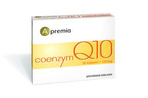 Sie sehen eine Packung Apremia Coenzym Q10 100mg Kapseln, Produktbild: 01 Apremia Coenzym Q10 100mg Kapseln, A-Nr.: 3936021 - 01