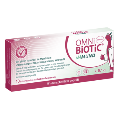 Sie sehen eine Packung OMNi-BiOTiC® iMMUND, 10 Lutschtabletten, Produktbild: 01 OMNi-BiOTiC® iMMUND, 10 Lutschtabletten, A-Nr.: 5672974 - 01