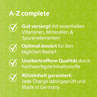 Sie sehen eine Packung R(h)ein Nutrition A-Z complete Multivitamin Kapseln, Produktbild: 03 R(h)ein Nutrition A-Z complete Multivitamin Kapseln, A-Nr.: 5987123 - 03