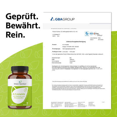 Sie sehen eine Packung R(h)ein Nutrition A-Z complete Multivitamin Kapseln, Produktbild: 07 R(h)ein Nutrition A-Z complete Multivitamin Kapseln, A-Nr.: 5987123 - 07