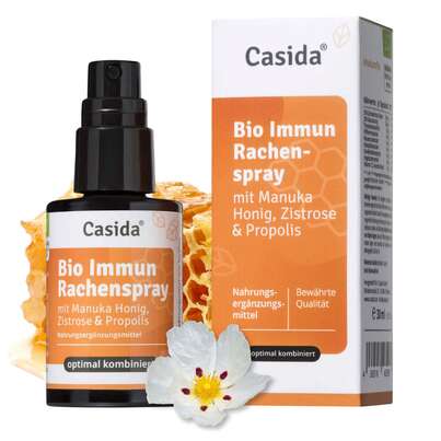 Sie sehen eine Packung Bio Immun Rachenspray mit Manuka Honig, Zistrose & Propolis, Produktbild: 01 Bio Immun Rachenspray mit Manuka Honig, Zistrose & Propolis, A-Nr.: 5957671 - 01