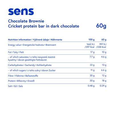 Sie sehen eine Packung SENS Proteinriegel in dunkler Schokolade - Schokoladen Brownie, Produktbild: 03 SENS Proteinriegel in dunkler Schokolade - Schokoladen Brownie, A-Nr.: 5948608 - 03