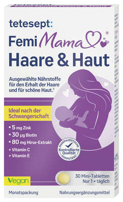 Sie sehen eine Packung tetesept Femi Mama® Haare & Haut, Produktbild: 02 tetesept Femi Mama® Haare & Haut, A-Nr.: 5316699 - 02